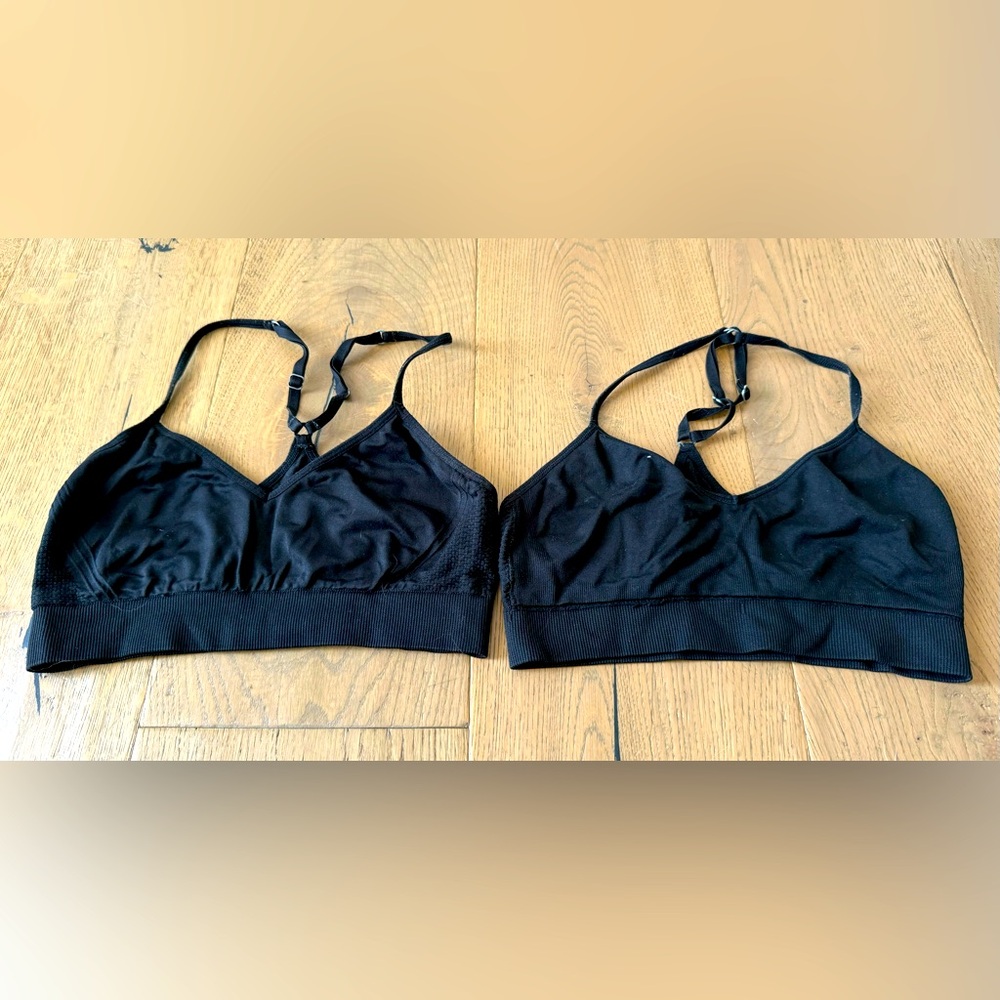 Set of two black racerback bralettes in size Small